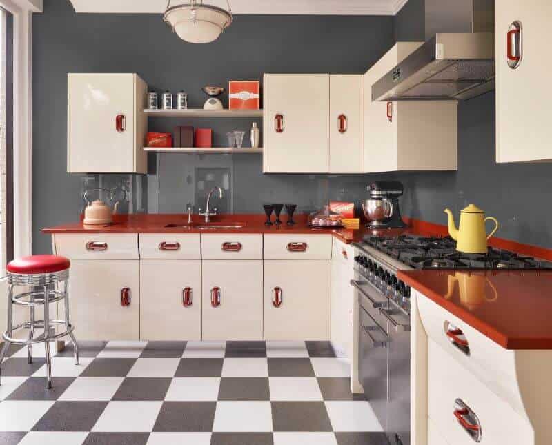 Red and white retro kitchen John Lewis of Hungerford
